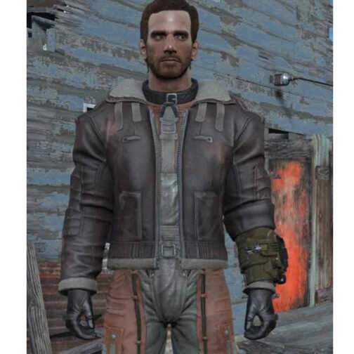 Fallout 4 Bomber Shearling Leather Jacket - Image 6