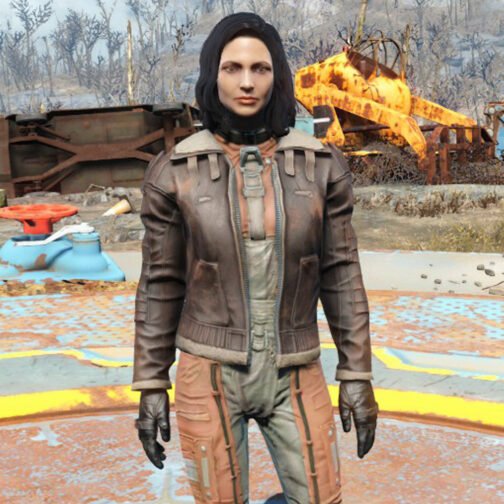 Fallout 4 Bomber Shearling Leather Jacket - Image 4