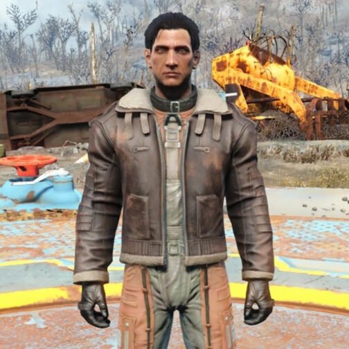 Fallout 4 Bomber Shearling Leather Jacket - Image 2