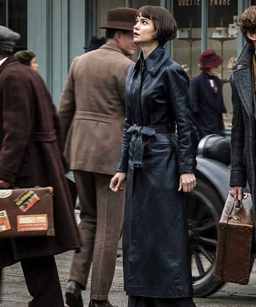 Tina Goldstein Fantastic Beasts The Crimes of Grindelwald Leather Coat - Image 2