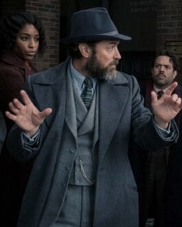 Jude Law Fantastic Beasts The Secrets of Dumbledore Grey Wool Coat