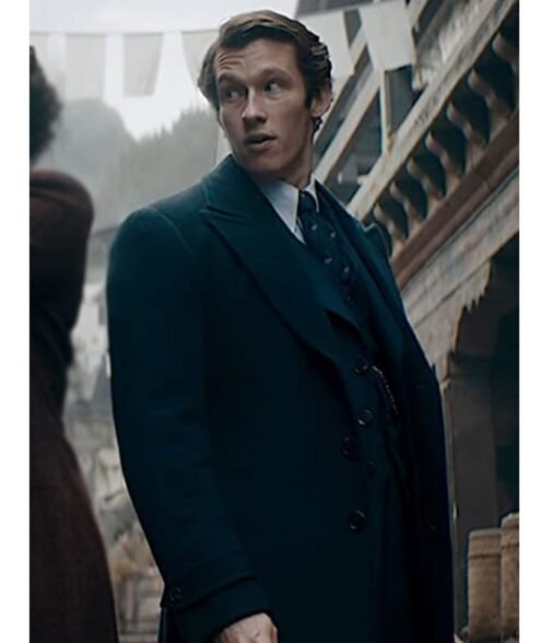Callum Turner Fantastic Beasts The Secrets of Dumbledore Blue Wool Coat - Image 2