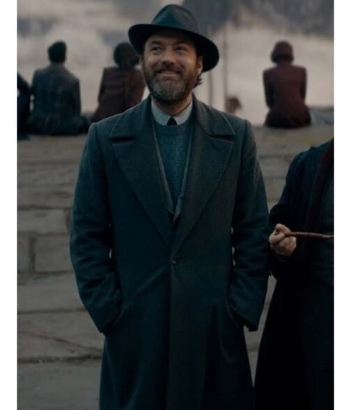 Jude Law Fantastic Beasts The Secrets of Dumbledore Grey Wool Coat - Image 2