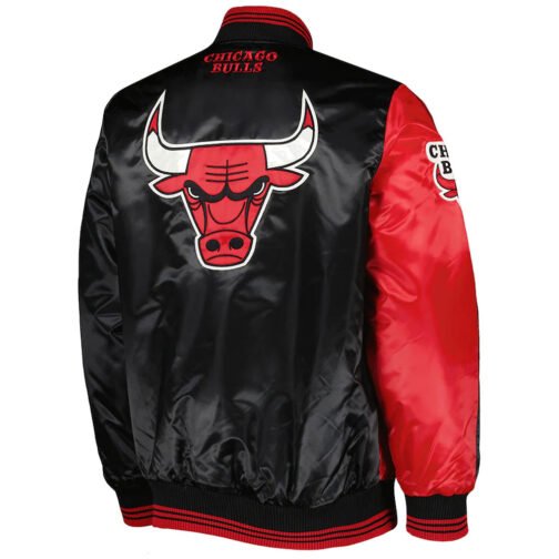 Fast Break Chicago Bulls Red/Black Satin Jacket - Image 2