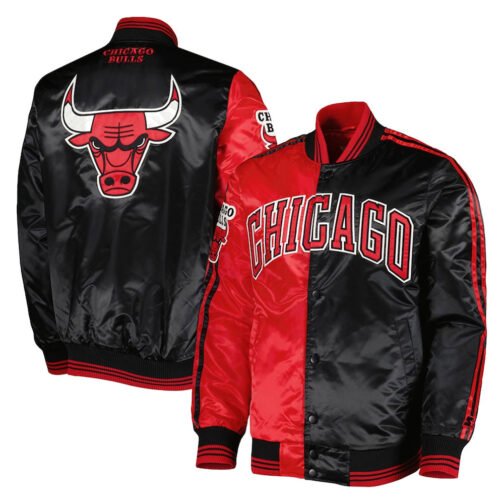 Fast Break Chicago Bulls Red/Black Satin Jacket - Image 3
