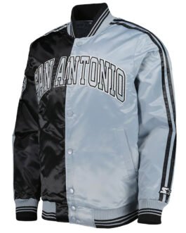 Black/Silver San Antonio Spurs Fast Break Satin Jacket