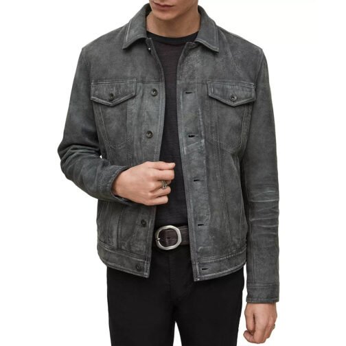 FBI Zeeko Zaki Gray Suede Leather Jacket - Image 3