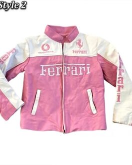 Ferrari Pink and White Leather Jacket