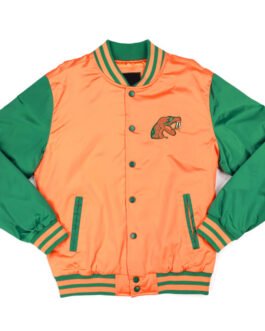 Florida A&M Orange and Green Baseball Jacket