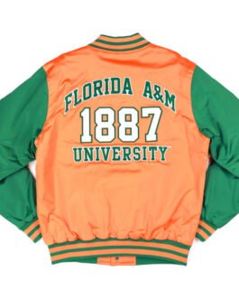 Florida A&M Orange and Green Baseball Jacket