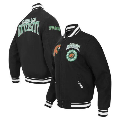 Florida A&M Rattlers Crest Black Varsity Wool Jacket - Image 5