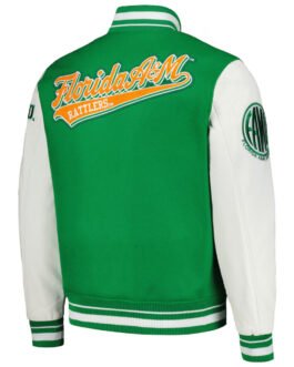 Florida A&M Rattlers Script Green and White Varsity Jacket