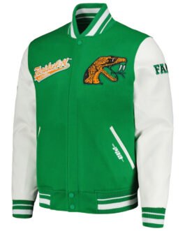 Florida A&M Rattlers Script Green and White Varsity Jacket