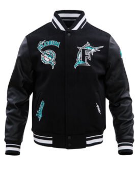 Florida Marlins Retro Classic Rib Black/Eggshell Varsity Jacket