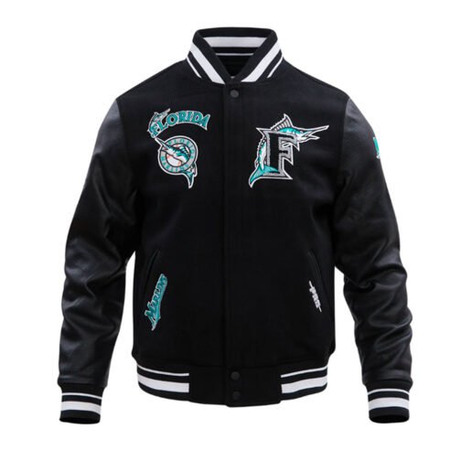 Florida Marlins Retro Classic Rib Black/Eggshell Varsity Jacket