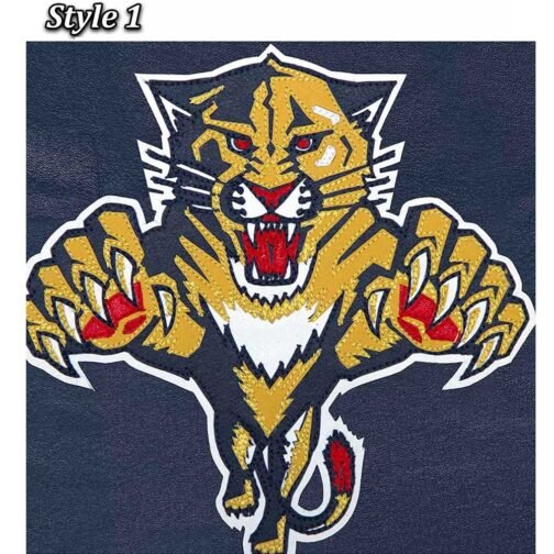 Florida Panthers Varsity Navy Leather Jacket - Image 5