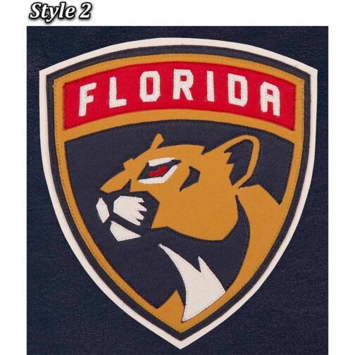 Florida Panthers Varsity Navy Leather Jacket - Image 6