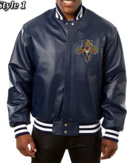 Florida Panthers Varsity Navy Leather Jacket