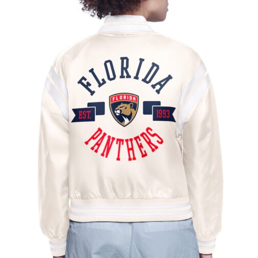 Florida Panthers Printed Logo Varsity Satin Jacket - Image 4