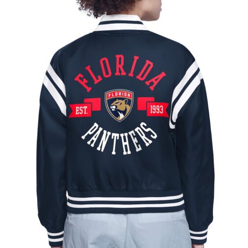 Florida Panthers Printed Logo Varsity Satin Jacket - Image 3