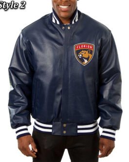 Florida Panthers Varsity Navy Leather Jacket