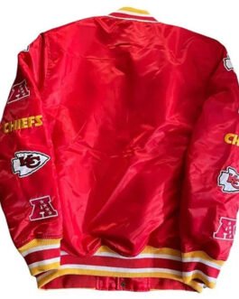 Football Kansas City Chiefs Bomber Red Satin Jacket