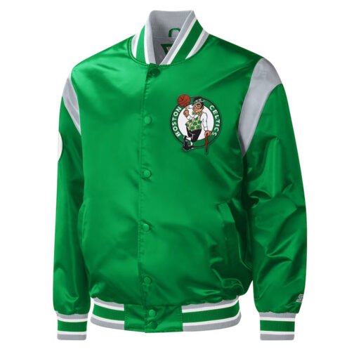 Boston Celtics Force Play Kelly Green Varsity Satin Jacket