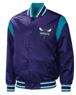 Charlotte Hornets Force Play Purple Varsity Satin Jacket