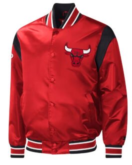 Chicago Bulls Force Play Red Varsity Satin Jacket