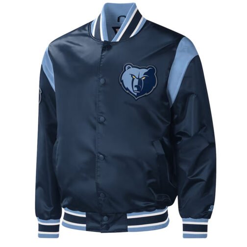 Memphis Grizzlies Force Play Navy Varsity Satin Jacket