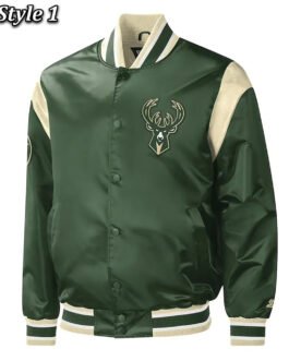 Milwaukee Bucks Force Play Varsity Hunter Green Satin Jacket