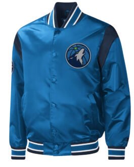 Blue Minnesota Timberwolves Force Play Varsity Satin Jacket