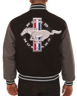 Varsity Embroidered Ford Mustang Black and Grey Jacket