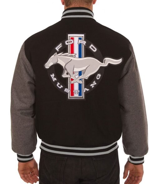 Varsity Embroidered Ford Mustang Black and Grey Jacket - Image 2