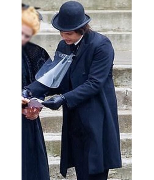 Frank Dillane The Essex Serpent Blue Double Breasted Coat - Image 5