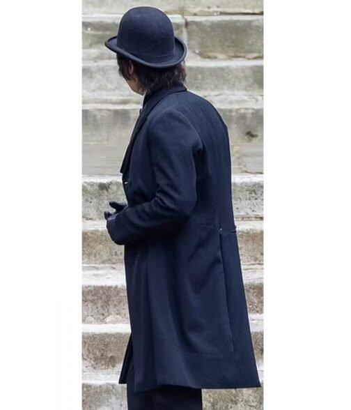 Frank Dillane The Essex Serpent Blue Double Breasted Coat - Image 4