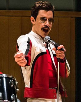 Bohemian Rhapsody Rami Malek Red and White Leather Jacket