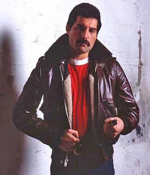 Freddie Mercury Brown Leather Jacket with Fur Collar - Image 4