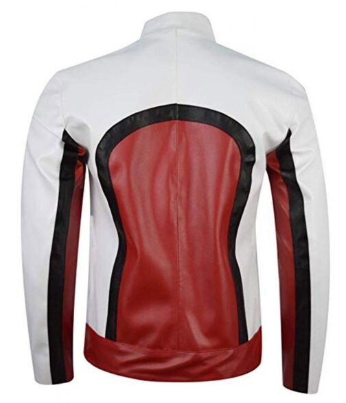 Bohemian Rhapsody Rami Malek Red and White Leather Jacket - Image 3