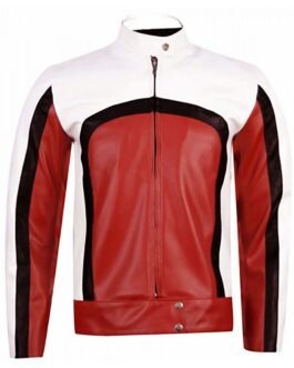 Bohemian Rhapsody Rami Malek Red and White Leather Jacket