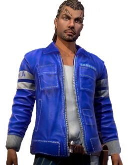 Galaxy Free Fire Blue Leather Jacket