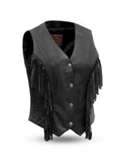 Women’s Fringe Leather Biker Vest