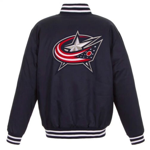 Navy Columbus Blue Jackets Front Hit Poly Twill Jacket - Image 2