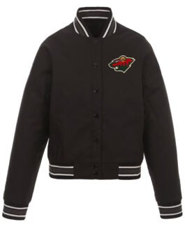 Minnesota Wild Poly-Twill Front-Hit Black Jacket