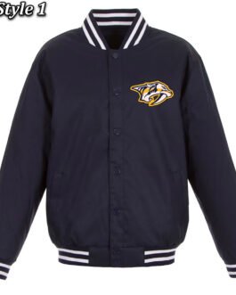 Navy Nashville Predators Front Hit Poly Twill Jacket