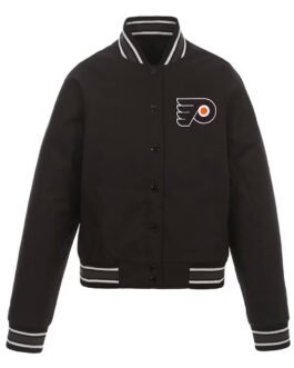 Black Philadelphia Flyers Poly-Twill Front-Hit Jacket
