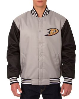 Anaheim Ducks Front Hit Poly Twill Gray/Black Jacket