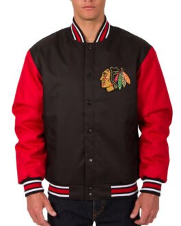 Chicago Blackhawks Black and Red Poly-Twill Jacket