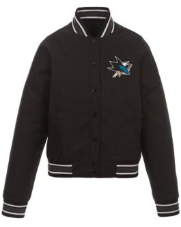 Black San Jose Sharks Front Hit Poly Twill Jacket