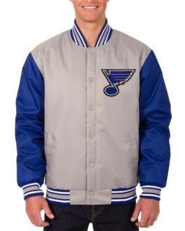 St. Louis Blues Front Hit Poly Twill Gray/Blue Jacket